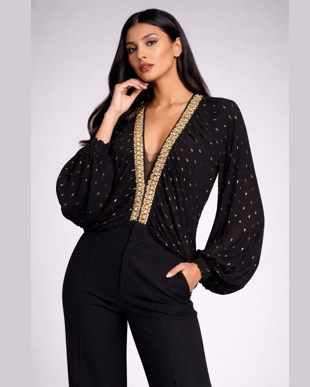 Fuschia Premium Black Outfit #702