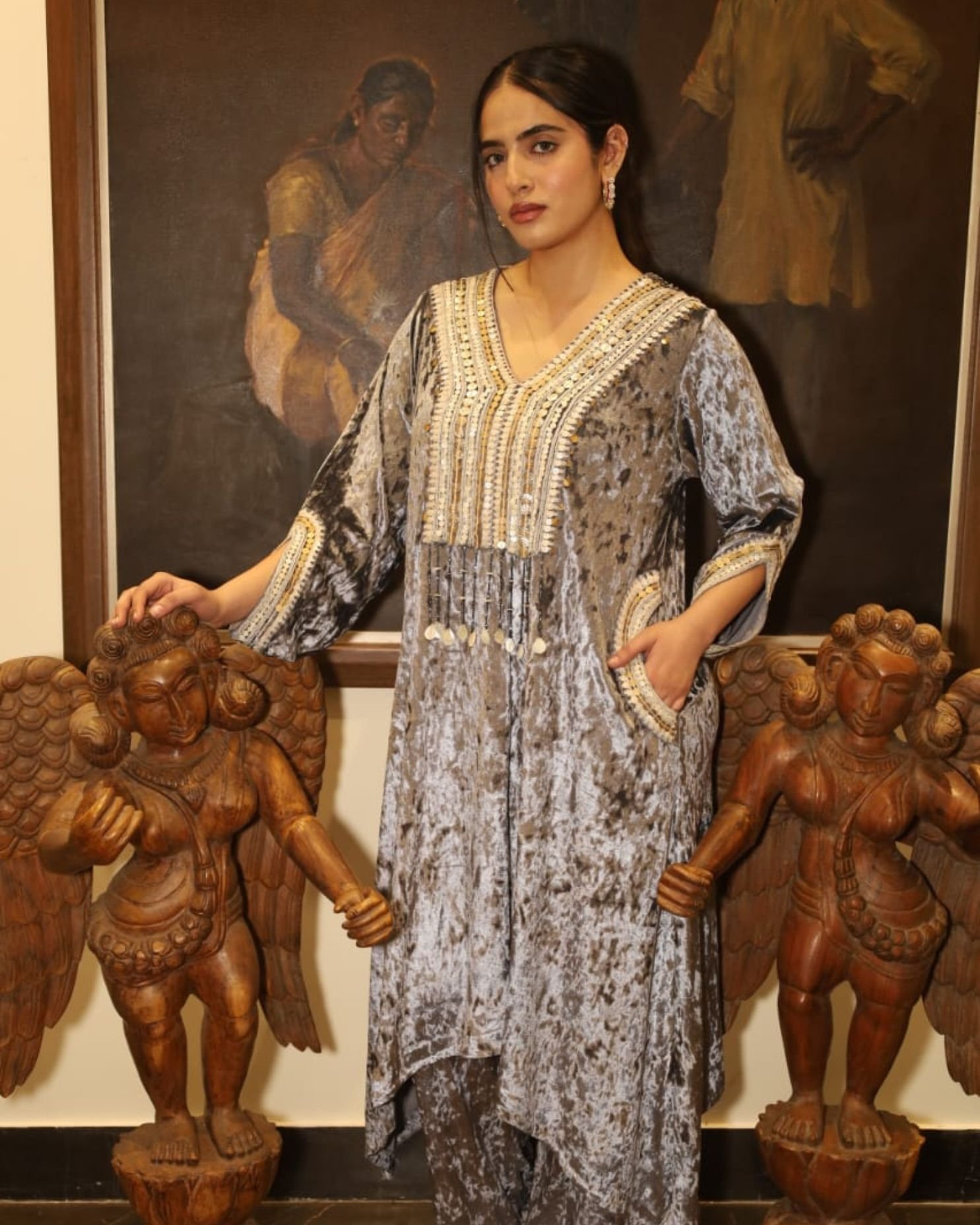 Ivory Grey Designer Suit